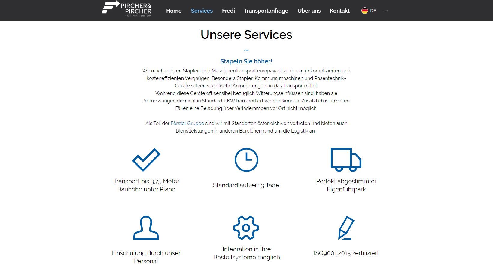 Pircher & Pircher Website - Übersicht Services